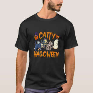 Catty Halloween Cat  Halloween Ghost Cat Apparel T-Shirt