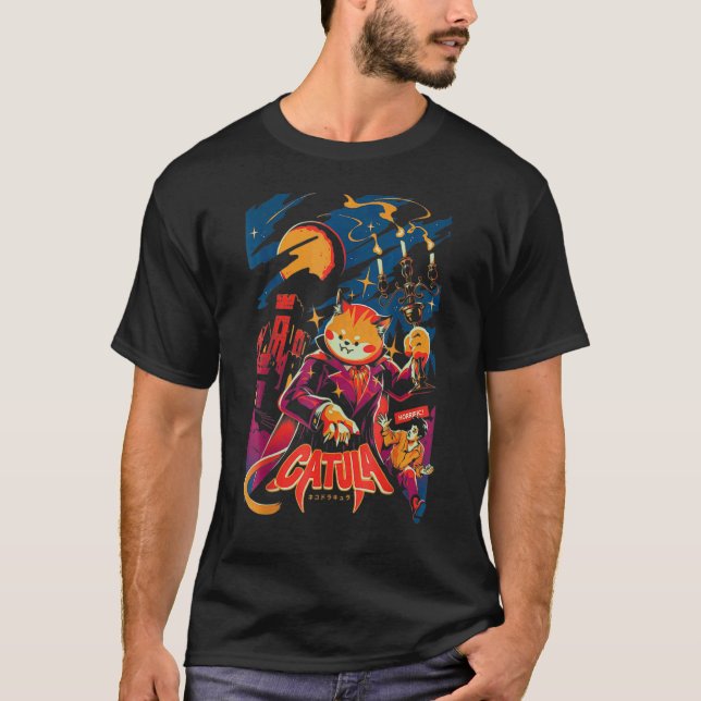 Catula Kitty Cute Animal Vampire Evil Magic Meow C T-Shirt (Front)