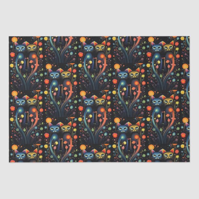 Caturday Artsy Abstract Attitude Cats Tissue Paper (Front)