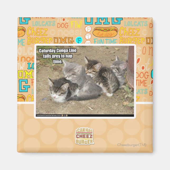 Caturday Conga Line Magnet (Front)