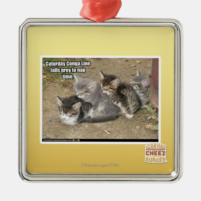 Caturday Conga Line Metal Tree Decoration (Front)