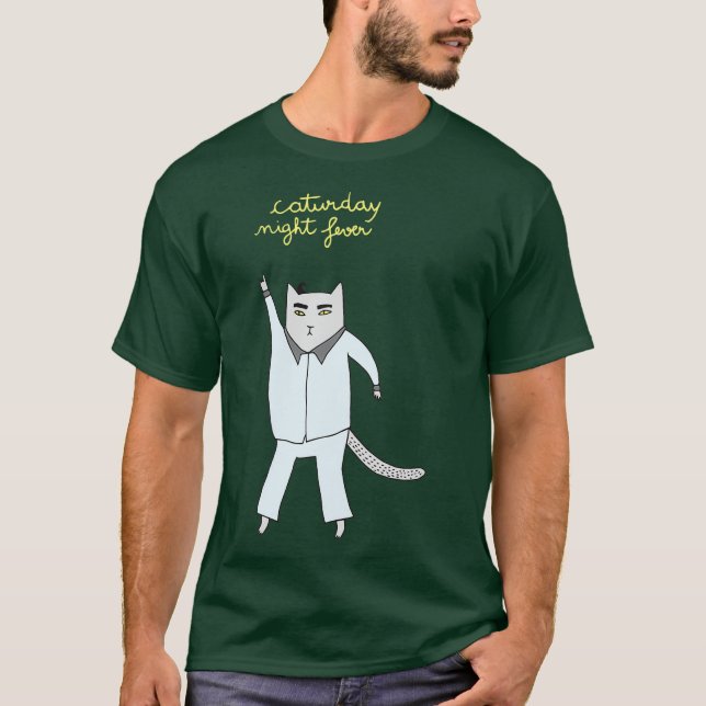 Caturday Night Fever Cat Disco T-Shirt (Front)