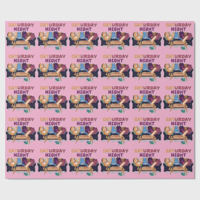 Caturday Night Wrapping Paper (Flat)