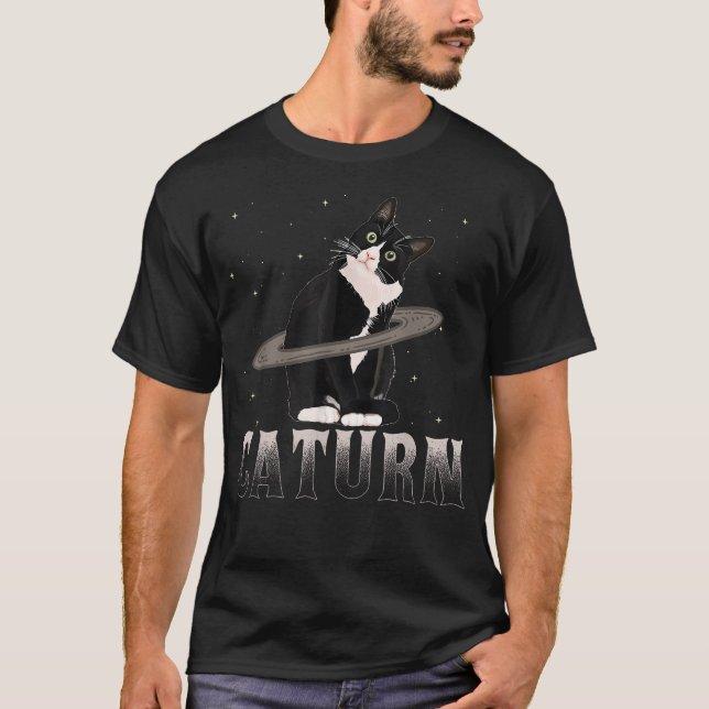 Caturn Cat Mum Cat Dad Space T-Shirt (Front)