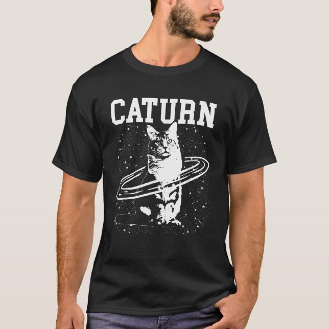 Caturn Saturn Space Cat  T-Shirt (Front)