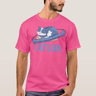 Caturn - Sleeping Cat On Planet Saturn Astronomy T-Shirt