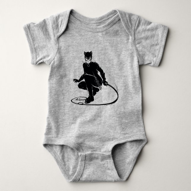 Catwoman Ink Brush Pose Baby Bodysuit (Front)