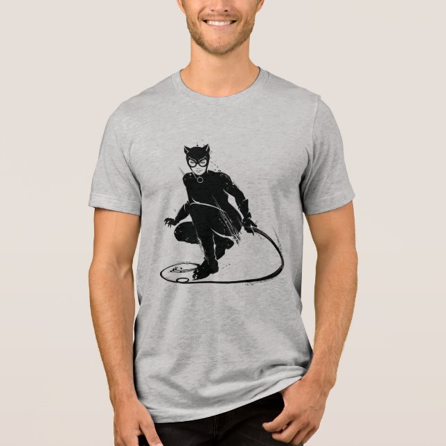 Catwoman Ink Brush Pose Tri-Blend Shirt (Front)