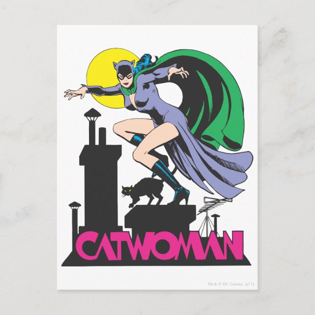 Catwoman & Logo Pink Postcard (Front)