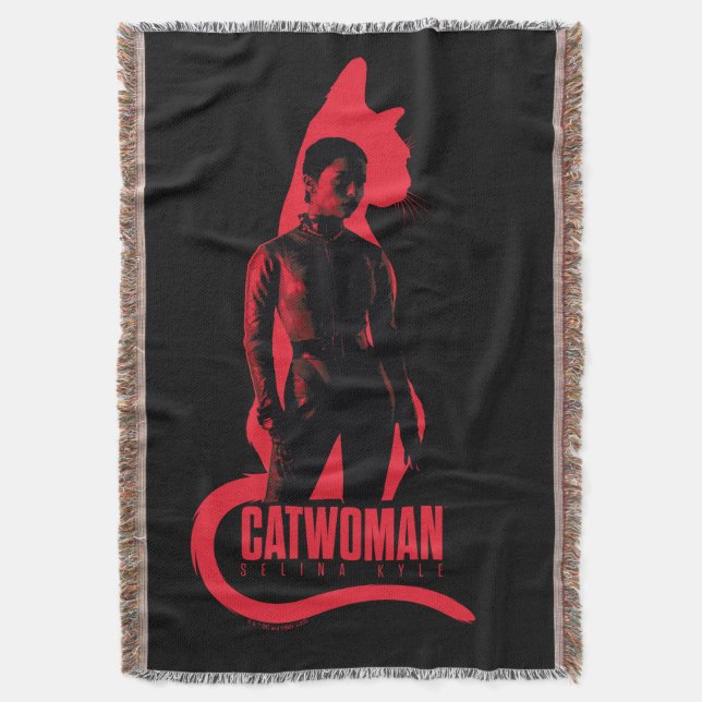 Catwoman Selina Kyle Cat Silhouette Throw Blanket (Front Vertical)