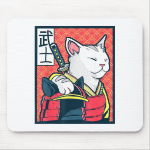 Catzilla Ancient Japanese Cat Art Vintage Ninja T Mouse Pad