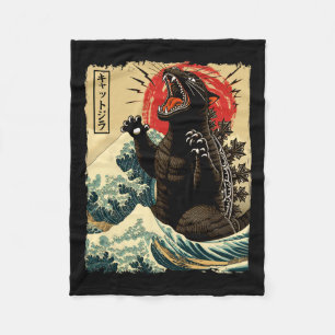 Catzilla Cat Art Funny Cat Japanese For Men Women Fleece Blanket