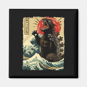 Catzilla Cat Art Funny Cat Japanese For Men Women Magnet