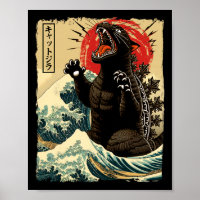 Catzilla Cat Art Funny Cat Japanese For Men Women