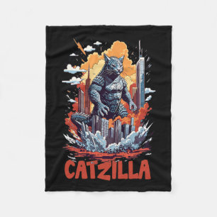 Catzilla Cat City Skyline Funny Fleece Blanket