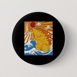 Catzilla Cat Japanese Anime Kawaii Funny Gifts Sun 6 Cm Round Badge