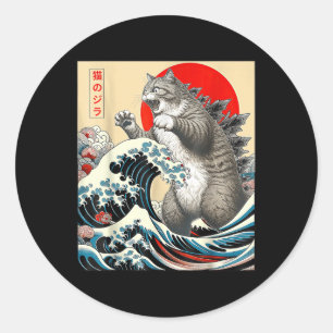 Catzilla Cat Japanese Art Classic Round Sticker