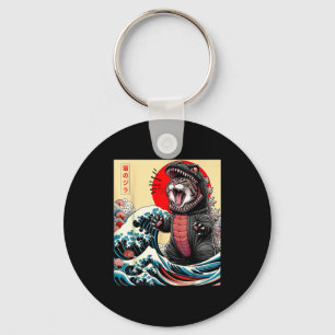 Catzilla Cat Japanese Art Funny Cat For Men Women Key Ring