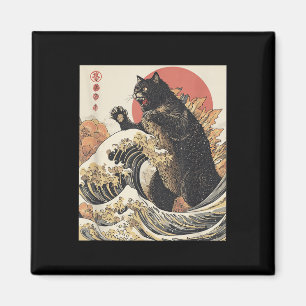 Catzilla Cat Japanese Art Funny Cat For Men Women  Magnet