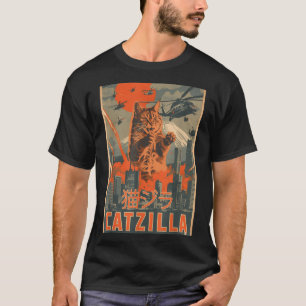 Catzilla Cat Japanese Art Funny Cat For Men Women T-Shirt