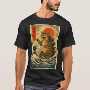 Catzilla Cat Japanese Art Funny Cat For Men Women T-Shirt