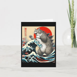 Catzilla Cat Japanese Art Funny Cat Gifts For Men Card
