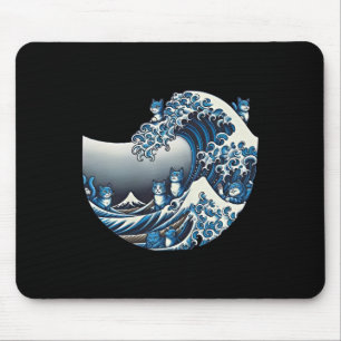 Catzilla Cat Japanese Art Funny Cat Gifts For Men  Mouse Pad