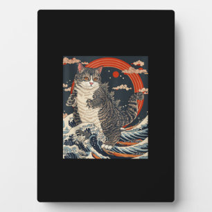 Catzilla Cat Japanese Art Funny Cat Gifts For Men  Plaque