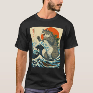 Catzilla Cat Japanese Art Funny Cat Gifts For Men T-Shirt