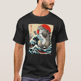 Catzilla Cat Japanese Art Funny Cat Gifts For Men T-Shirt