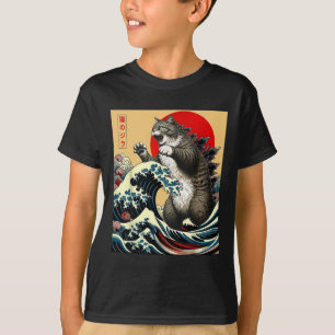Catzilla Cat Japanese Art Funny Cat Gifts For Men T-Shirt