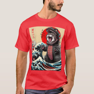 Catzilla Cat Japanese Art Funny Cat Gifts for Men T-Shirt