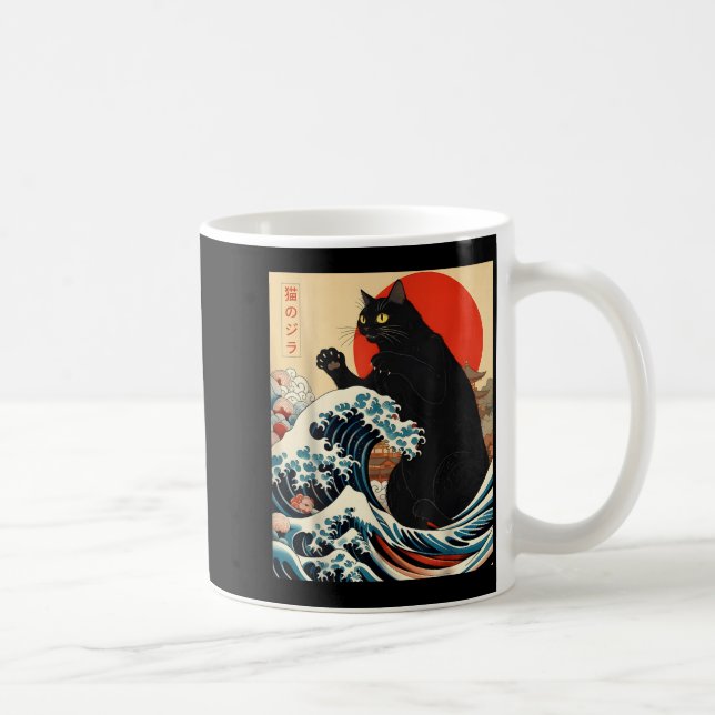 Catzilla Cat Japanese Art Funny Cat Kawaii Funny G Coffee Mug (Right)
