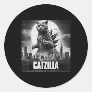 Catzilla Cat Japanese Art Funny  Classic Round Sticker