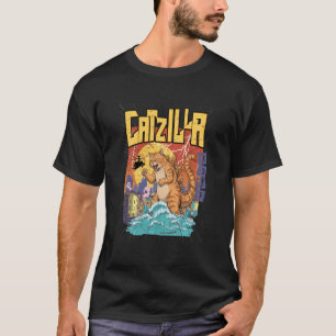 Catzilla Cat Japanese Art Funny Gifts for Men Wome T-Shirt