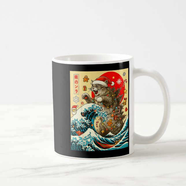 Catzilla Cat Japanese Art Funny Xmas For Men Women Coffee Mug (Right)