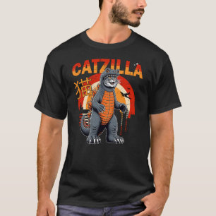 Catzilla Cat Japanese Art Retro Funny Cat T-Shirt