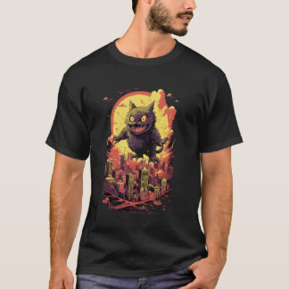 catzilla cat jumping for lover of big cats kitty k T-Shirt