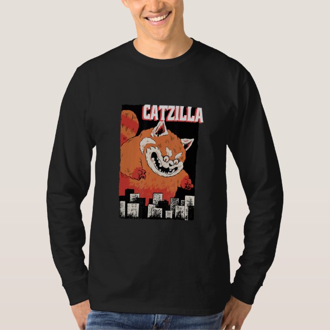 Catzilla Cat Kitten Japan Humour Present T-Shirt (Front)