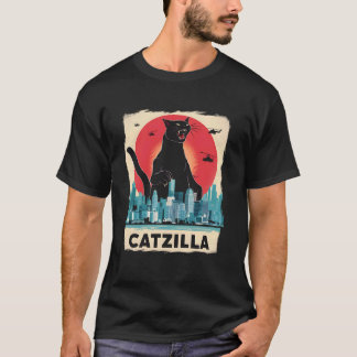 Catzilla Cat Kitten Japanese Art Sunset T-Shirt