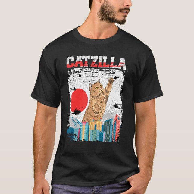 catzilla cat retro cat T-Shirt (Front)
