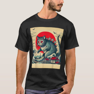 Catzilla Cat Retro Vintage Japanese Kaiju Funny Ca T-Shirt