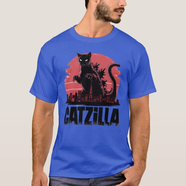 Catzilla Fierce Feline Monster retro T-Shirt (Front)