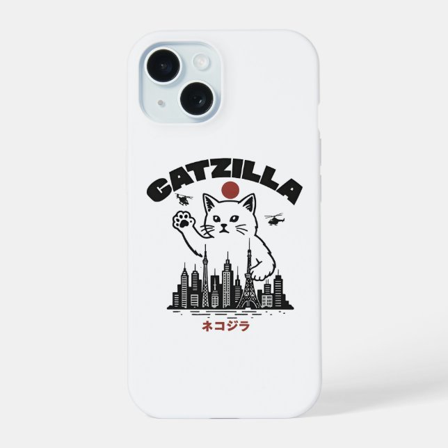 Catzilla – Funny Cat Godzilla Parody  iPhone 15 Case (Back)