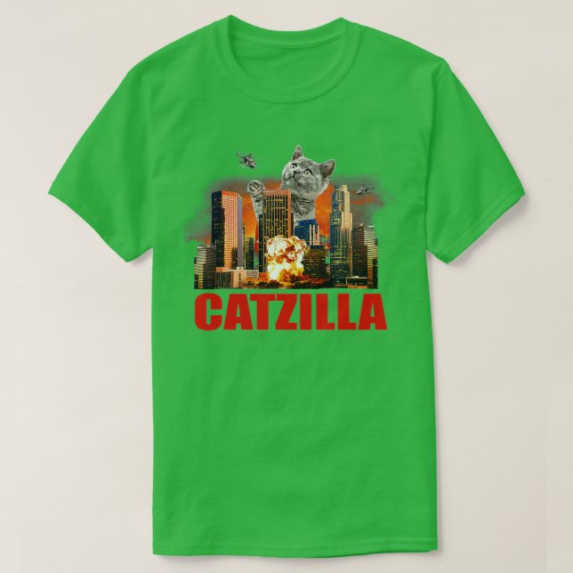 Catzilla Funny Cat T-Shirt (Design Front)