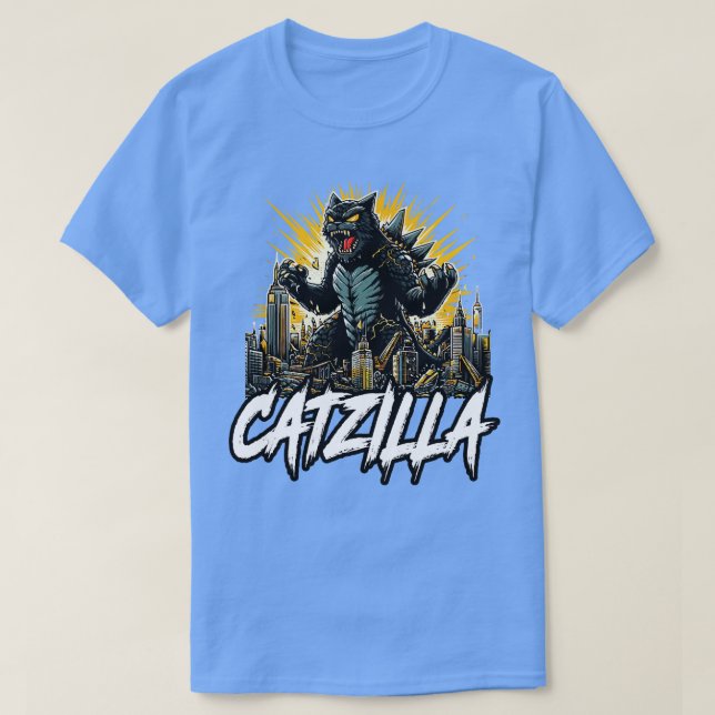 Catzilla Funny Feline Fury Unleashed T-Shirt (Design Front)