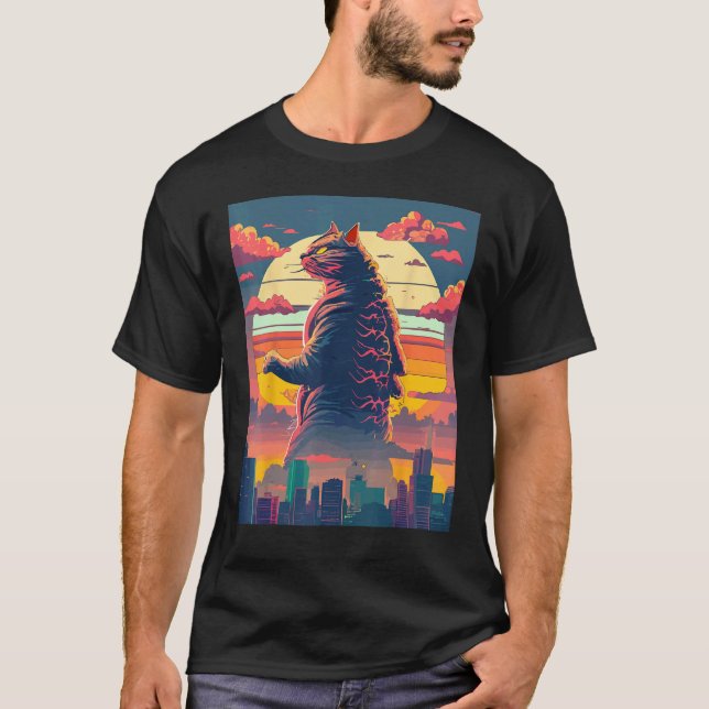 Catzilla Funny Parody Cute Monster T-Shirt (Front)