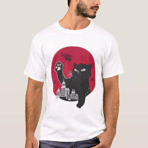 Catzilla – Giant Black Cat Parody with City T-Shirt
