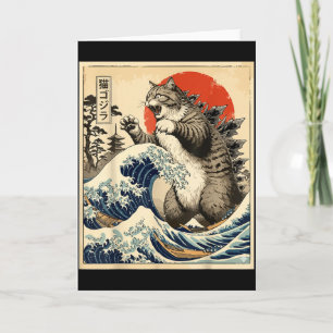 Catzilla Japanese Art Cat Lover Graphic Print Men  Card