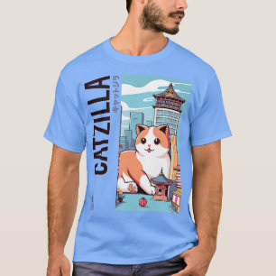 Catzilla Japanese Funny Cat Kawaii Parody Vintage  T-Shirt